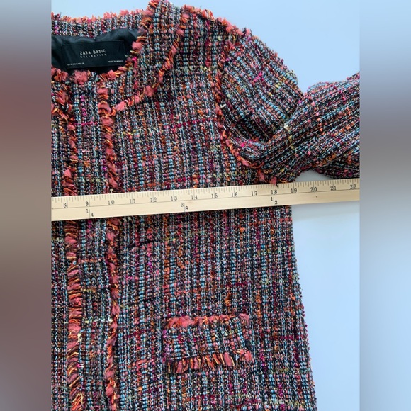 ZARA Tweed Jacket Cardigan Boucle Frayed Boucle M - Picture 6 of 11